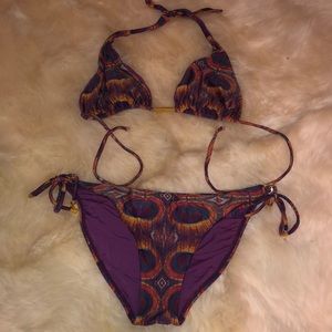 VIX peacock Bikini sz l gold purple RARE